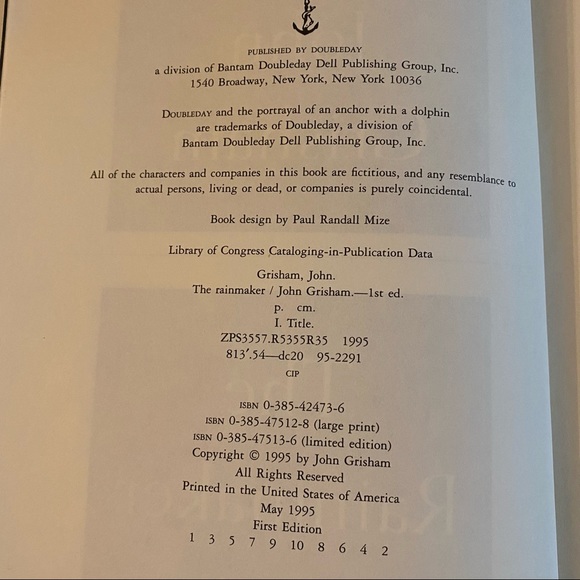 The Rainmaker by John Grisham, 1st Edition, 1st Printing, Hardcover Dustjacket - Picture 10 of 11